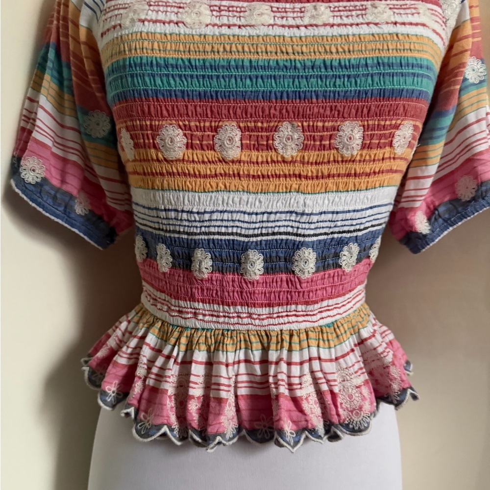 Tularosa Revolve Smocked Rainbow Stripe Crop Top sz M - Picture 4 of 8